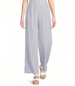 I.N.�T���t�����V�X�R ���f�B�[�X �{�g���X �J�W���A���p���c ���C�h���b�O I.N. San Francisco Striped Hi-Waisted Wide Leg Pull On Pants Off White/Blue Stripe �I�t�z���C�g