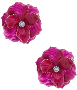 �i�^�[�V�� �A�N�Z�T���[ ���f�B�[�X �s�A�X�E�C�������O Natashaccessories 3D Enamel Flower Drop Earrings Fuchsia �t���[�V��