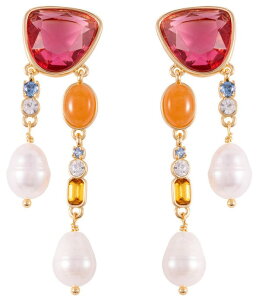 �~�O�m���K�[���B�K�� ���f�B�[�X �A�N�Z�T���[ �s�A�X�E�C�������O Mignonne Gavigan Luxe Clara Stone and Pearl Drop Earrings Multi �}���`�J���[