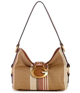 �Q�X ���f�B�[�X �o�b�O �~�j Guess Camden Mini Canvastriped Shoulder Bag Cognac Multi �}���`�J���[