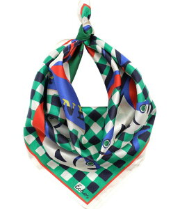 �G�R�[ ���f�B�[�X �A�N�Z�T���[ �}�t���[�E�X�g�[���E�X�J�[�t �V���N Echo Tinned Fish Silk Bandana Scarf Leaf Green �O���[��