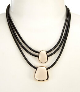 �f�B���[�Y ���f�B�[�X �A�N�Z�T���[ �l�b�N���X�E�`���[�J�[ ���[�X Dillard's Polished Metal 3 Row Jet Cord Short Multi-Strand Necklace Gold/Jet �S�[���h