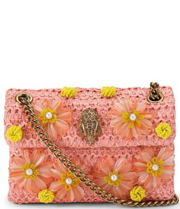 �J�[�g�W�F�C�K�[�����h�� ���f�B�[�X �o�b�O �t�����[�� �~�j �t�����[ Kurt Geiger London Mini Raffia Embellished Floral Kensington Chain Crossbody Bag Peach �s�[�`