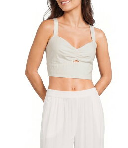 �{���R�� ���f�B�[�X �g�b�v�X �V���c V�l�b�N �M���U�[ �N���b�v�h Volcom Bow Chicka V-Neck Ruched Cropped Tank Vintage White �z���C�g