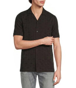 �����m �����Y �g�b�v�X �V���c �X�����t�B�b�g Muranoaxaca Collection Slim Fit Geo Jacquard Short Sleeve Woven Camp Shirt Black Coffee �u���b�N