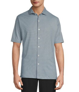 �n�[�g �V���t�i�[ �}���N�X �����Y �g�b�v�X �V���c �v�����g Hart Schaffner Marx Luxury Performance Short Sleeve Geo Print Button Front Shirt Black �u���b�N