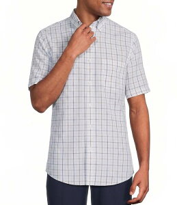 ���E���h�g�D���[�A���h���[�N �����Y �g�b�v�X �V���c �X�����t�B�b�g Gold Label Roundtree & Yorke Slim Fit Non-Iron Short Sleeve Medium Plaid Sport Shirt White �z���C�g