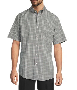 ���E���h�g�D���[�A���h���[�N �����Y �g�b�v�X �V���c �X�����t�B�b�g Gold Label Roundtree & Yorke Slim Fit Non-Iron Short Sleeve Plaid Sport Shirt Black �u���b�N