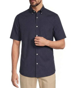 ���E���h�g�D���[�A���h���[�N �����Y �g�b�v�X �V���c �X�����t�B�b�g Gold Label Roundtree & Yorke Slim Fit Short Sleeve Geometric Sport Shirt Deep Blue �u���[