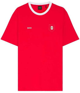 �q���[�S�{�X �����Y �g�b�v�X �V���c Hugo Boss Lux WC 2026 Short Sleeve T-Shirt Open Red ���b�h