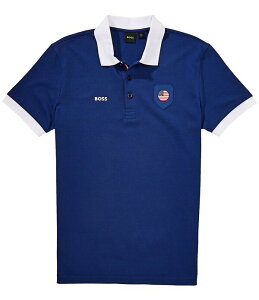 �q���[�S�{�X �����Y �g�b�v�X �V���c Hugo Boss Paddy WC 2026 Short Sleeve Polo Shirt Medium Blue �u���[