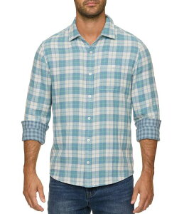 �t���b�O �A���h �A���Z�� �����Y �g�b�v�X �V���c Flag and Anthem Long Sleeve Liburn Shirt Blue/White/Mint �z���C�g