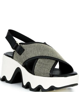 �\���� ���f�B�[�X �V���[�Y �T���_�� �v���b�g�t�H�[�� Sorel Kinetic Aura Slingback TXT Platform Sandals Black/Bleached Ceramic �u���b�N