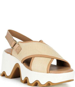 �\���� ���f�B�[�X �V���[�Y �T���_�� �v���b�g�t�H�[�� Sorel Kinetic Aura Slingback TXT Platform Sandals Honest Beige/Gum �x�[�W��