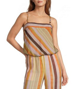 �A���g�j�I �����[�j ���f�B�[�X �g�b�v�X �V���c Antonio Melani Fiorella Voile Angled Stripe Square Necknot Strap Coordinating Camisole Pink Stripe �s���N