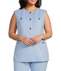 �A���N���C�� ���f�B�[�X �A�E�^�[ �x�X�g �N���[�v���X�T�C�Y Anne Klein Plus 4 Button Welt Pocket Crepe Vest Lakeshore