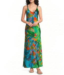 �W���j�[���Y ���f�B�[�X �g�b�v�X �����s�[�X V�l�b�N �v�����g �m�[�X���[�u JOHNNY WAS Kanako Torenia Scarf Print V-Neck Sleeveless Dress Torenia Scarf