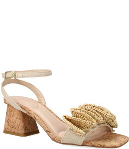 �y�����[�_ ���f�B�[�X �V���[�Y �q�[�� �t���� �T���_�� ���l�� Pelle Moda Tiann Linen Ruffle Cork Block Heel Sandals Natural
