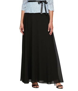 �A���b�N�X�C�u�j���O�X ���f�B�[�X �{�g���X�J�[�g �V�t�H�� A ���C�� �v�` Alex Evenings Petite Size Long Chiffon A-Line Full Skirt Black �u���b�N