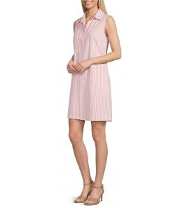 �v���X�g���A���h���[�N ���f�B�[�X �g�b�v�X �����s�[�X �m�[�X���[�u Preston & York Jenna Striped Collared Sleeveless Dress Melon/White �z���C�g