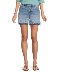 �f���N���V�[ ���f�B�[�X �{�g���X �n�[�t�p���c�E�V���[�c �V���[�g�p���c Democracy Ab solution Embroidery High Rise Release Hem Shorts Light Blue �u���[
