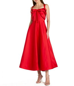 �}�b�N�_�K�� ���f�B�[�X �g�b�v�X �����s�[�X A ���C�� �T�e�� �m�[�X���[�u Mac Duggal Satin Sleeveless A-Line 3D Bow Detail Dress Red ���b�h