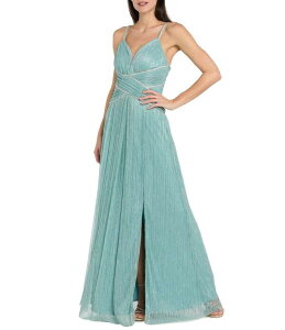 �A�[���A���h�G�����`���[�Y ���f�B�[�X �g�b�v�X �����s�[�X �g�[�� R & M Richards Crinkle Metallic Sweetheart Neck Rhinestone Detailong Dress Aqua �A�N�A