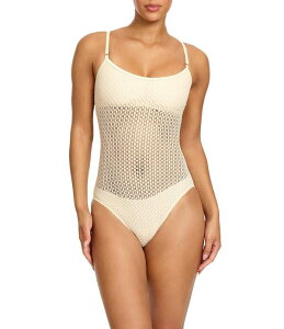 ���r���s�b�R�[�l ���f�B�[�X �g�b�v�X �����s�[�X ROBIN PICCONE Charlotte Crochet Scoop Neck One Piece Swimsuit Bisque
