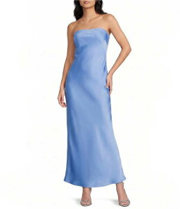 �~�b�h�i�C�g �h�[�� ���f�B�[�X �g�b�v�X �����s�[�X �T�e�� �X�g���b�v���X �}�L�V Midnight Doll Satin Strapless Open Cowl Bar Back Maxi Tube Dressky Blue �u���[