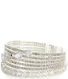 �Z�U���k ���f�B�[�X �A�N�Z�T���[ �u���X���b�g�E�o���O���E�A���N���b�g Cezanne Illusion Rows Rhinestone Cuff Bracelet Silver/Crystal �V���o�[