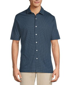 �n�[�g �V���t�i�[ �}���N�X �����Y �g�b�v�X �V���c �v�����g Hart Schaffner Marx The Resort Reserve Collection Short Sleeve Geo Print Button Front Shirt Midnight