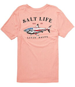 �\���g���C�t �����Y �g�b�v�X �V���c Salt Life Jaws Of Steel Americana Short Sleeve T-Shirt Pink Clay �s���N