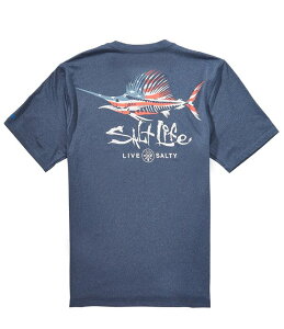 �\���g���C�t �����Y �g�b�v�X �V���c Salt Life Sailfish And Boneshort Sleeve SLX Vapor Performance T-Shirt Vintage Indigo Heather �w�U�[
