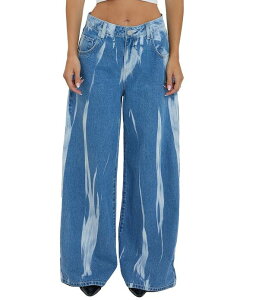 YMI �W�[���Y ���f�B�[�X �{�g���X �f�j���p���c ���C�h���b�O YMI Jeanswear Billie Bleached Baggy Wide Leg Jeans Blue Twisted Bleach �u���[