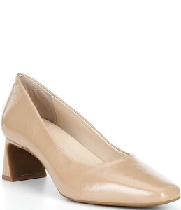 �A���b�N�X�}���[ ���f�B�[�X �V���[�Y �q�[�� ���U�[ Alex Marie Daphne Shiny Leather Block Heel Pumps Dark Sierra Tan �^��
