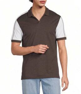 �����m �����Y �g�b�v�X �V���c �X�����t�B�b�g Murano Liquid Luxury Pieced Slim Fit Johnny Collar Short Sleeve Polo Shirt Dark Cedar