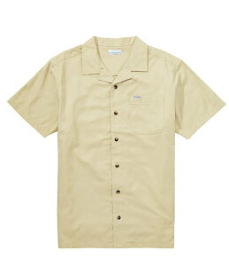 �R�����r�A �����Y �g�b�v�X �V���c �v�����g Columbia PFG River Lodge Palm Print Short Sleeve Woven Camp Shirt Serpentine/Inagua