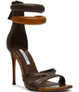 �X�e�B�[�u �}�f�� ���f�B�[�X �V���[�Y �q�[�� �T���_�� Steve Madden Tigress Wood Ornament Stiletto Dressandals Brown/Multi �u���E��