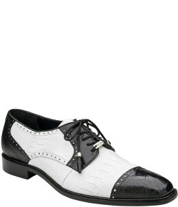 �x�����F�f�[�� �����Y �V���[�Y �����s�[�X �_�[�r�[ �L���b�v ���[�X Belvedere Men's Batta Ostrich Cap Toe Lace Up Two-Tone Derby Dresshoes Black/White �z���C�g