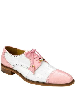 �x�����F�f�[�� �����Y �V���[�Y �����s�[�X �_�[�r�[ �L���b�v ���[�X Belvedere Men's Batta Ostrich Cap Toe Lace Up Two-Tone Derby Dresshoes Pink/White �z���C�g