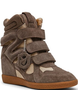 �X�e�B�[�u �}�f�� ���f�B�[�X �V���[�Y �X�j�[�J�[ �X�G�[�h �J���[�u���b�N Steve Madden Mavis Colorblock Suede High Top Wedge Sneakers Taupe �g�[�v