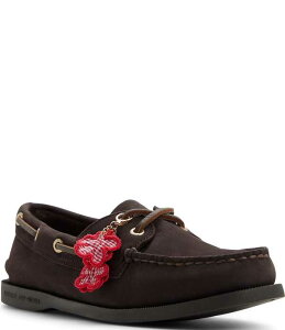 �X�y���[ ���f�B�[�X �V���[�Y �p���v�X �M���K���`�F�b�N �M���K�� Sperry Women's AO 2-Eye Gingham Flower Charm Boat Shoes Dark Brown �u���E��