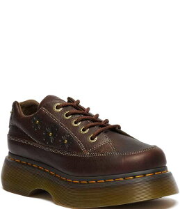 �h�N�^�[�}�[�`�� ���f�B�[�X �V���[�Y �I�b�N�X�t�H�[�h �v���b�g�t�H�[�� ���U�[ Dr. Martens Women's Buzz 5-Eye Grizzly Leather Flower Studded Platform Oxfords Dark Brown �u���E��