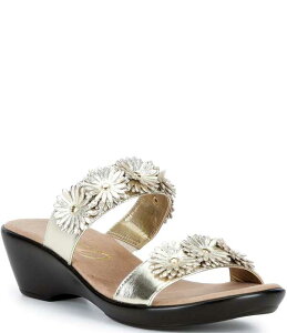 �I�l�b�N�X ���f�B�[�X �V���[�Y �T���_�� �g�[�� ���U�[ Onex Margaret Metallic Leather Flowers Banded Slide Sandals Platinum ���^���b�N