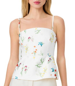 �t�����`�R�l�N�V���� ���f�B�[�X �g�b�v�X �V���c �v�����g �m�[�X���[�u French Connection Christine Fleur Printed Structured Taffeta Square Neck Sleeveless Peplum Top Christine Fleur
