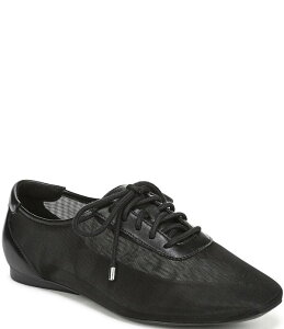 �i�`�����C�U�[ ���f�B�[�X �V���[�Y �X�j�[�J�[ ���b�V�� ���[�X ���U�[ Naturalizer Chazz Mesh and Leather Lace Up Square Toe Casual Sneaker Flats Black �u���b�N