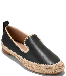 �R�[���n�[�� ���f�B�[�X �V���[�Y �X���b�|���E���[�t�@�[ ���U�[ Cole Haan Cloud Feel Asbury Leatheraffia Slip On Loafers Black/Raffia �u���b�N