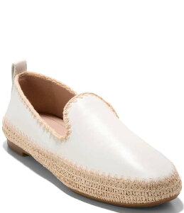 �R�[���n�[�� ���f�B�[�X �V���[�Y �X���b�|���E���[�t�@�[ ���U�[ Cole Haan Cloud Feel Asbury Leatheraffia Slip On Loafers Powder/Raffia