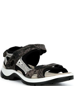 �G�R�[ ���f�B�[�X �V���[�Y �p���v�X �v�����g �T���_�� ���U�[ ECCOffroad Yucatan Snake Print Leather Adjustable Strap Sandals Python/Pure Cashmere Metallic ���^���b�N