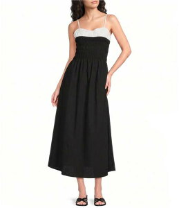 �G���� ���f�B�[�X �g�b�v�X �����s�[�X A ���C�� �~�f�B �J���[�u���b�N ELAN Colorblock Sweetheart Neckline Adjustable Spaghetti Strap A-Line Midi Dress Black �u���b�N